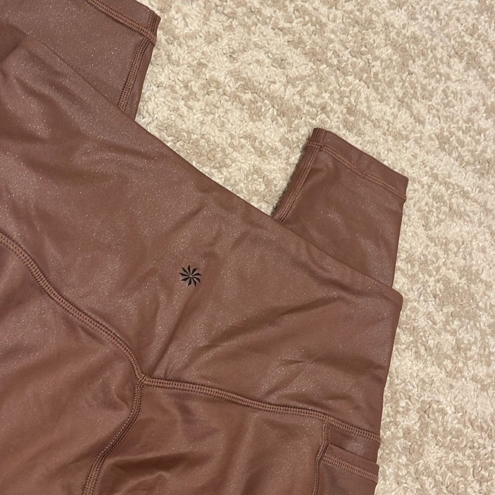 Athleta INCLINATION SHIMMER MOTO TIGHT in DUSTY ROSE, SIZE S - Picture 8 of 10